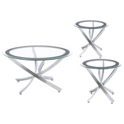 Brooke 3-piece Round Coffee and End Table Set Chrome - alternate view