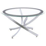 Brooke 3-piece Round Coffee and End Table Set Chrome - detail 3
