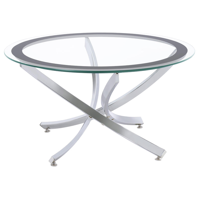 Brooke 3-piece Round Coffee and End Table Set Chrome - detail 3
