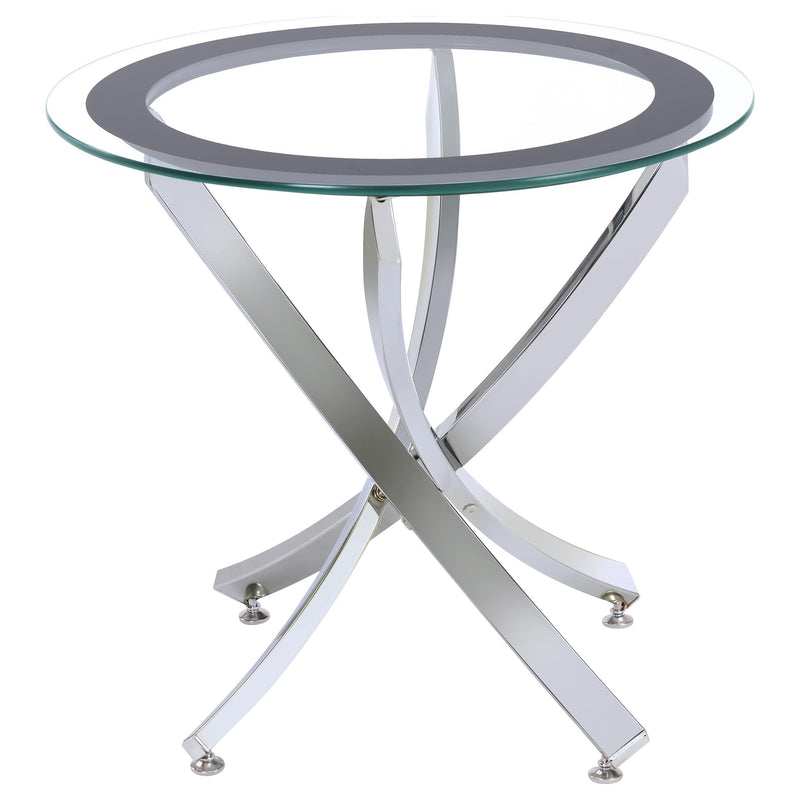 Brooke 3-piece Round Coffee and End Table Set Chrome - detail 4
