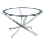 Brooke Round Glass Top Coffee Table Metal Base Chrome - alternate view