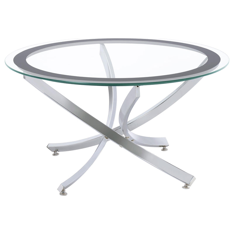 Brooke Round Glass Top Coffee Table Metal Base Chrome - alternate view