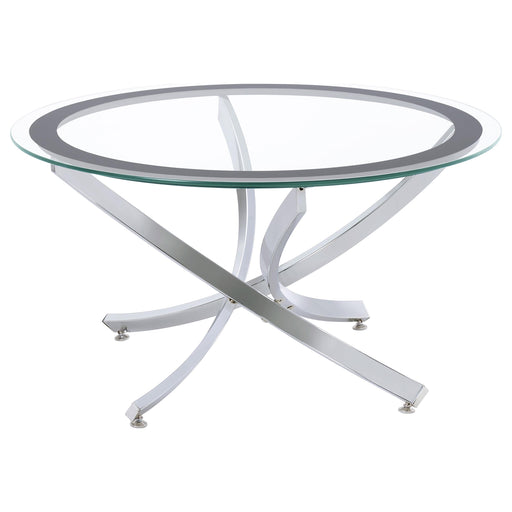 Brooke Round Glass Top Coffee Table Metal Base Chrome - alternate view