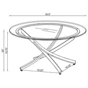 Brooke Round Glass Top Coffee Table Metal Base Chrome - detail 3