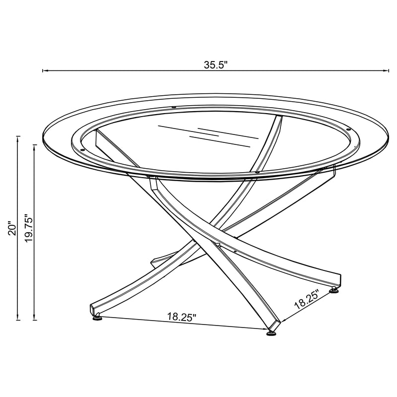 Brooke Round Glass Top Coffee Table Metal Base Chrome - detail 3