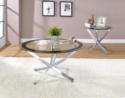 Brooke Round Glass Top Coffee Table Metal Base Chrome - detail 4