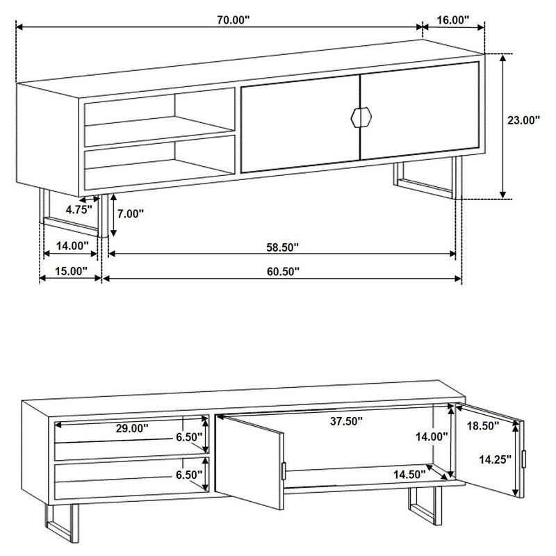 Marsden 2-door Mango Wood 70-inch TV Stand