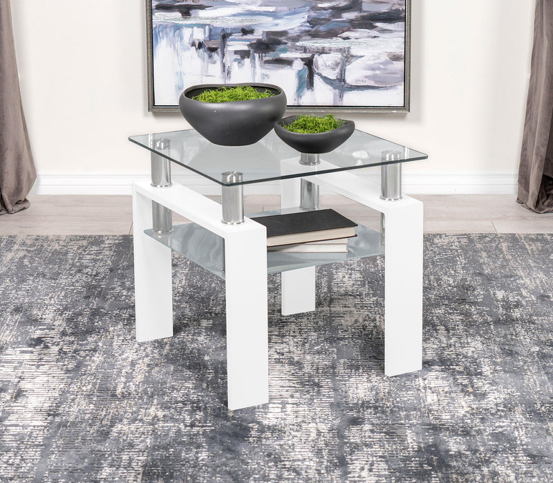 Dyer 1-shelf Square Glass Top Side End Table