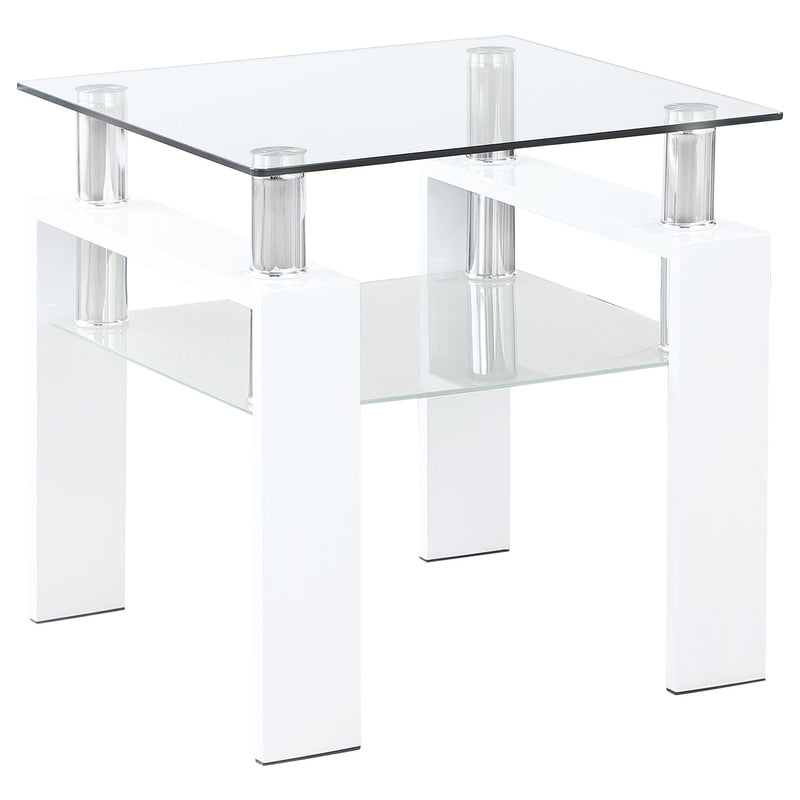 Dyer 1-shelf Square Glass Top Side End Table
