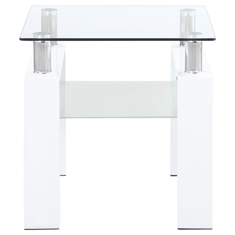 Dyer 1-shelf Square Glass Top Side End Table