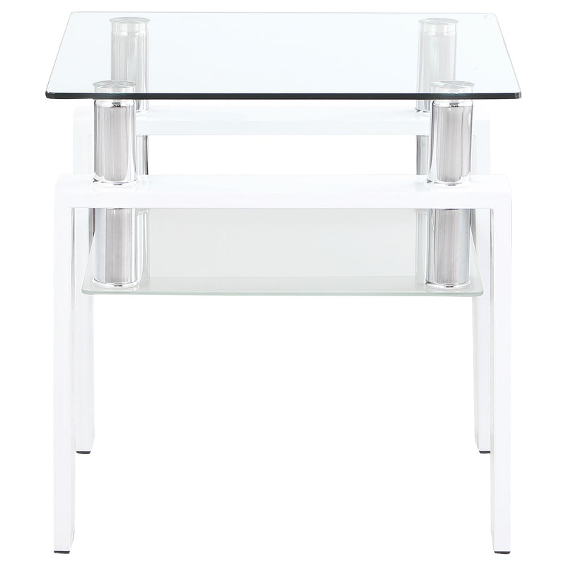 Dyer 1-shelf Square Glass Top Side End Table