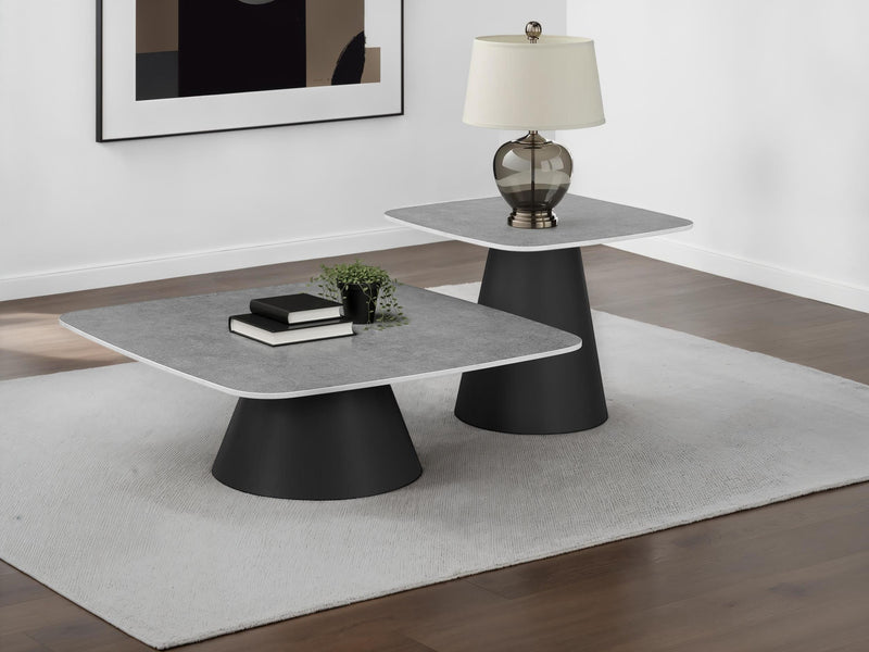 Eason 2-piece Cocktail Coffee Table Set Concrete and