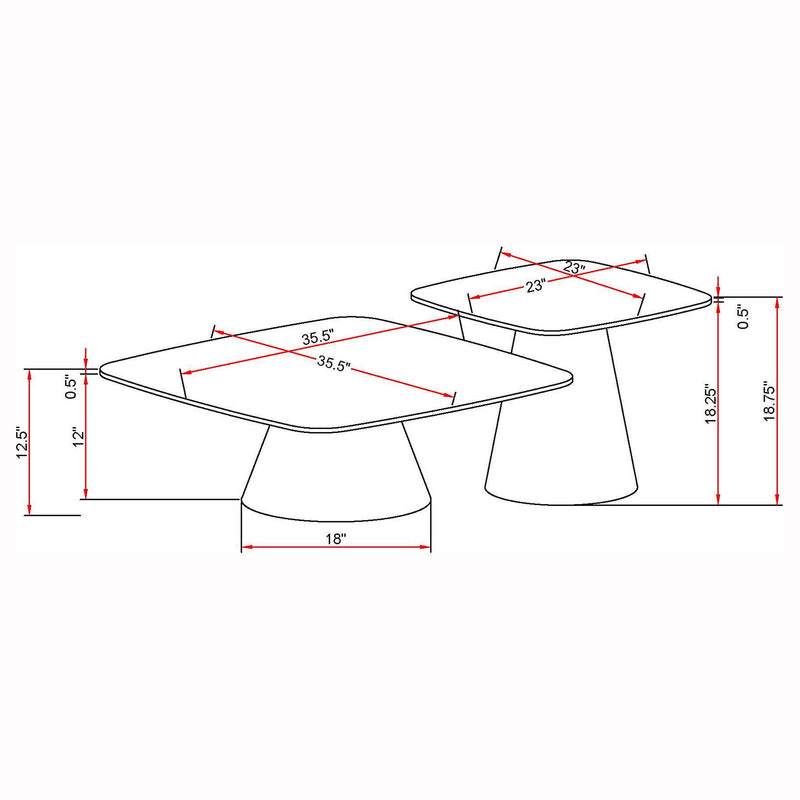 Eason 2-piece Cocktail Coffee Table Set Concrete and