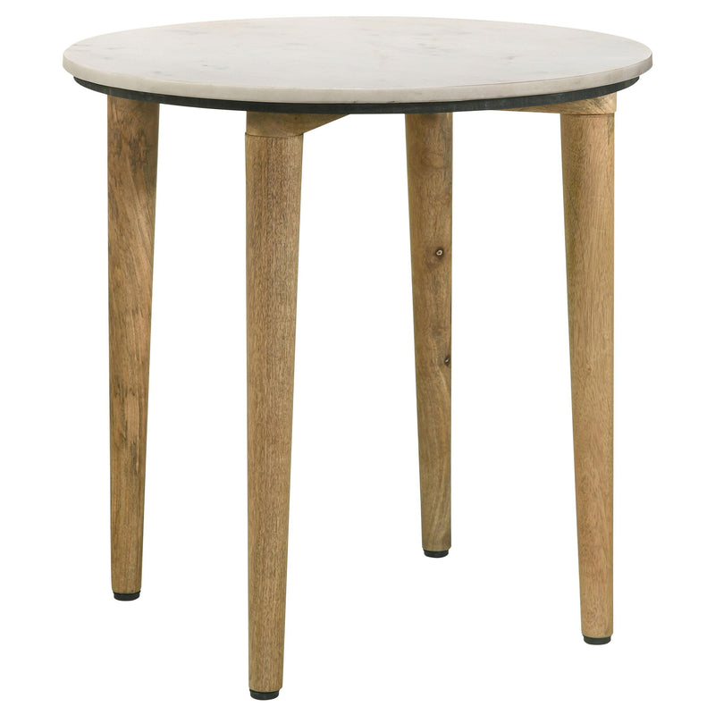 Aldis Round Marble Top Side End Table White and Natural - alternate view