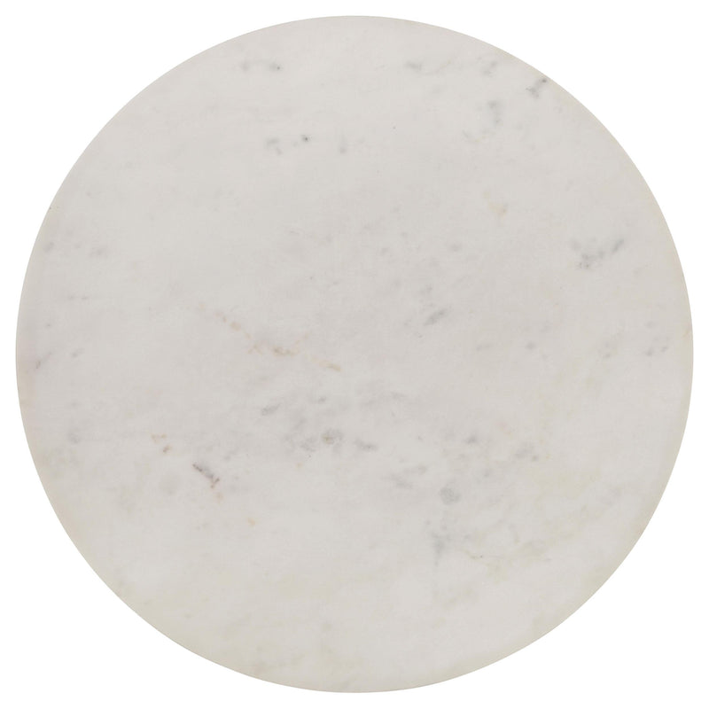 Aldis Round Marble Top Side End Table White and Natural - detail 4