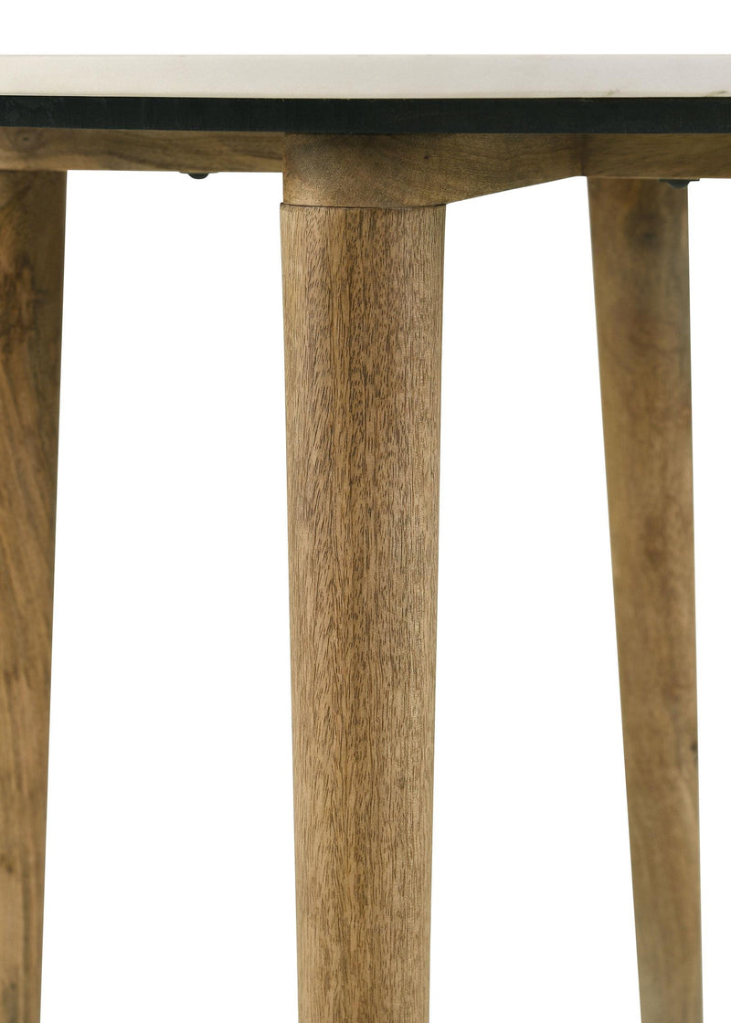 Aldis Round Marble Top Side End Table White and Natural - detail 5