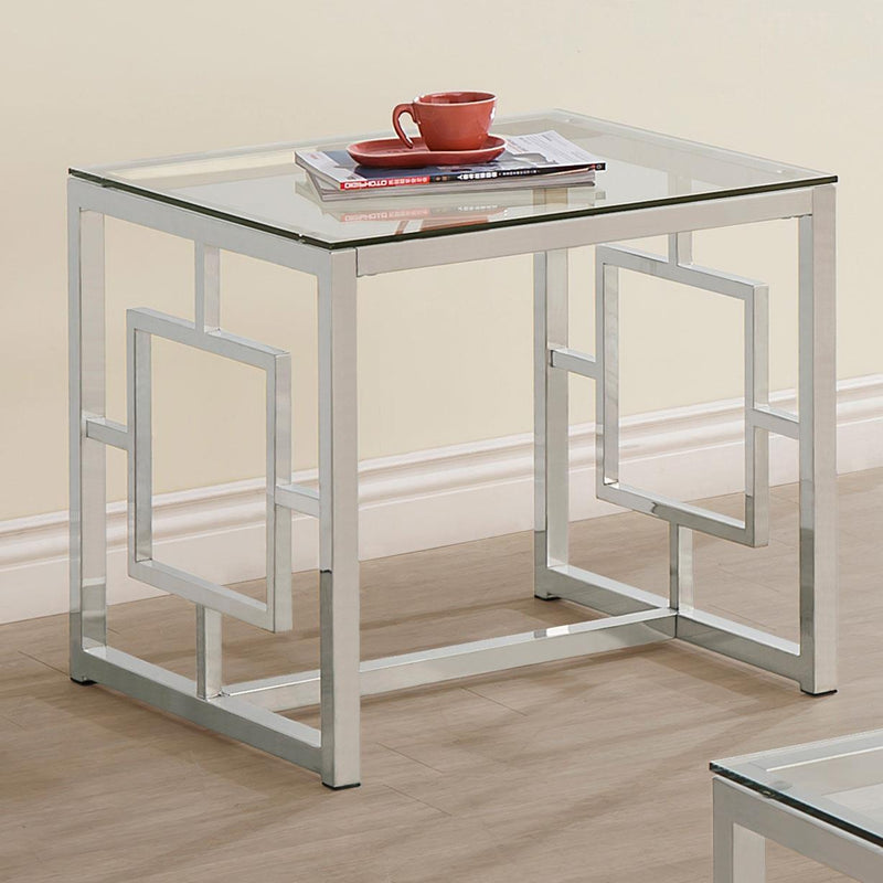 Merced Square Glass Top Side End Table