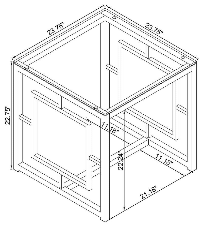 Merced Square Glass Top Side End Table