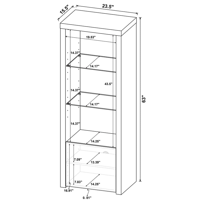 Jude 3-shelf Engineered Wood Media Tower High Gloss