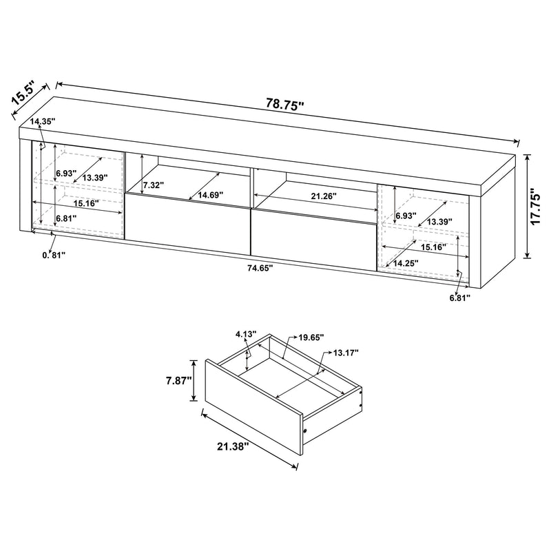 Jude 2-door Engineered Wood 79-inch TV Stand High Gloss