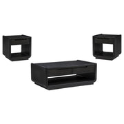 Leandro 3-piece Wood Coffee and End Table Set Burnished Black - alternate view