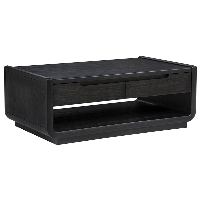 Leandro 2-drawer Wood Cocktail Coffee Table Burnished Black - alternate view