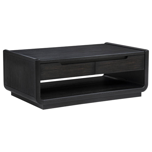 Leandro 2-drawer Wood Cocktail Coffee Table Burnished Black - alternate view