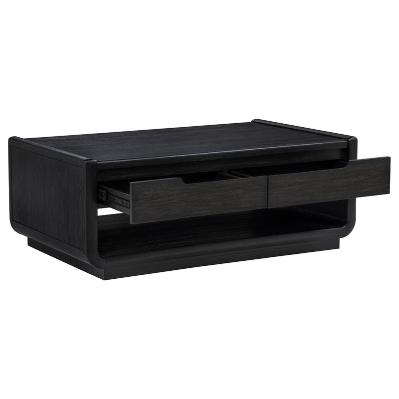 Leandro 2-drawer Wood Cocktail Coffee Table Burnished Black - detail 3