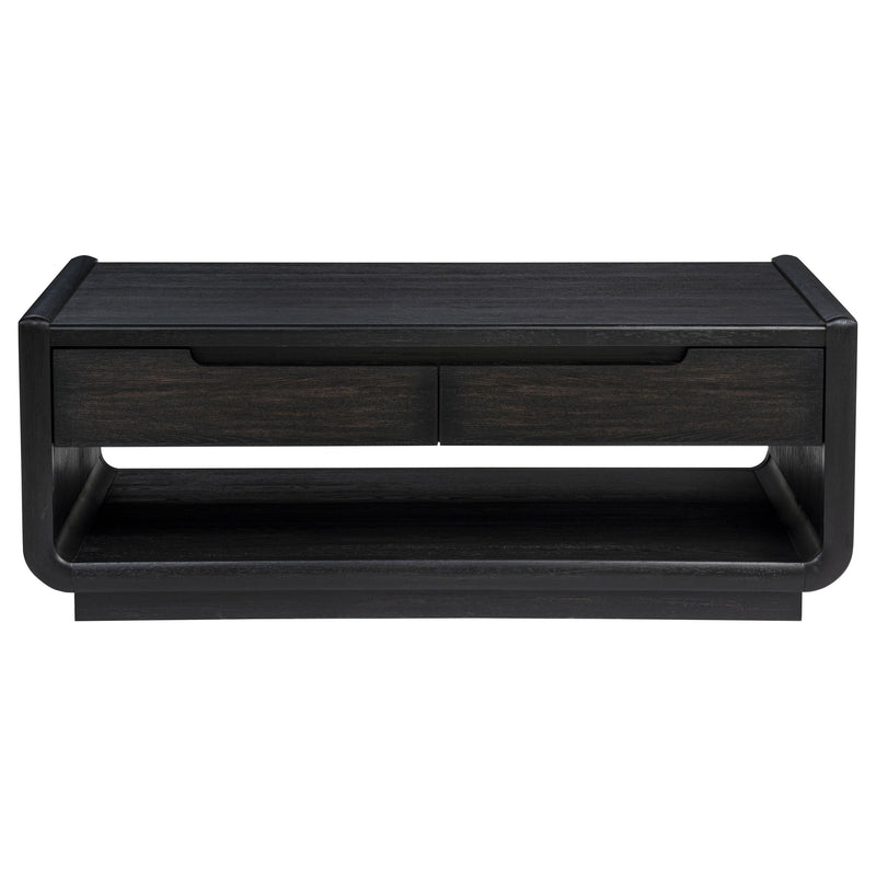 Leandro 2-drawer Wood Cocktail Coffee Table Burnished Black - detail 4