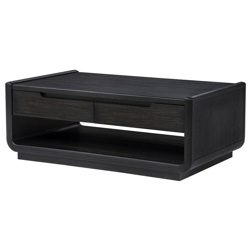 Leandro 2-drawer Wood Cocktail Coffee Table Burnished Black - detail 5