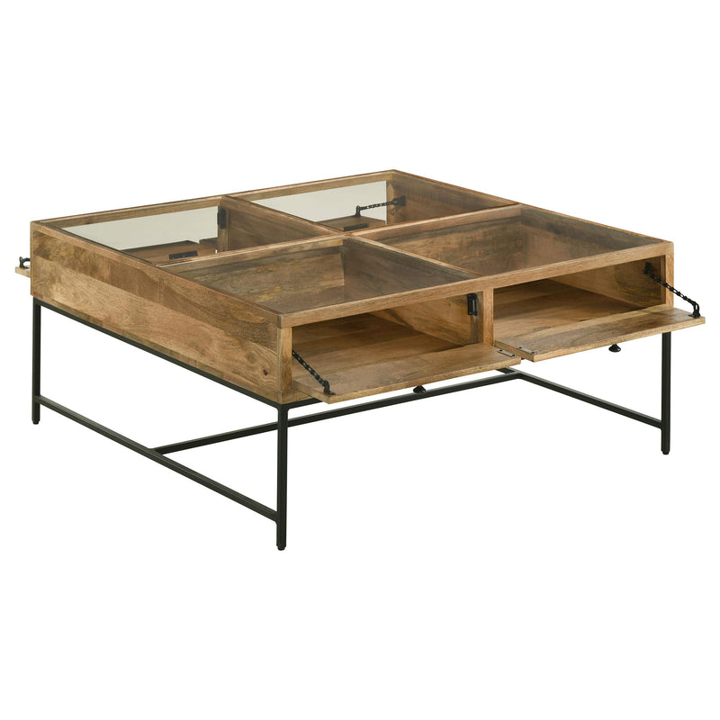 Stephie 4-drawer Square Glass Top Coffee Table