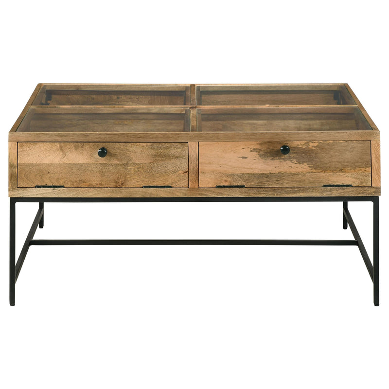 Stephie 4-drawer Square Glass Top Coffee Table