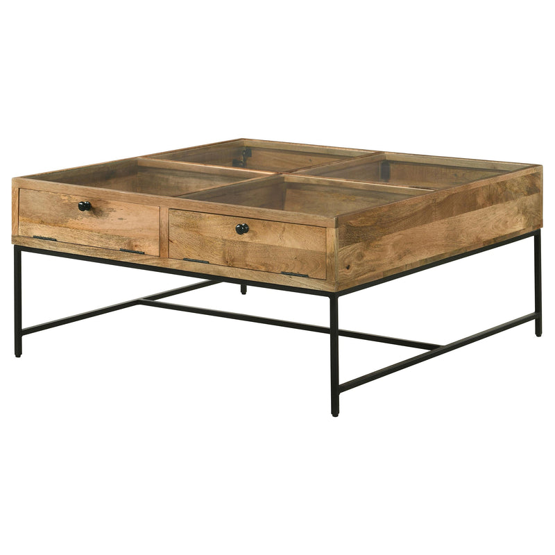Stephie 4-drawer Square Glass Top Coffee Table