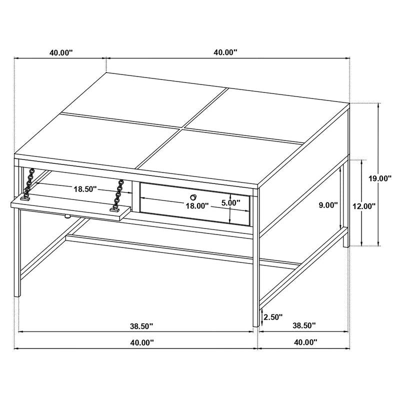 Stephie 4-drawer Square Glass Top Coffee Table