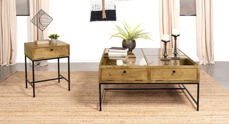 Stephie 4-drawer Square Glass Top Coffee Table