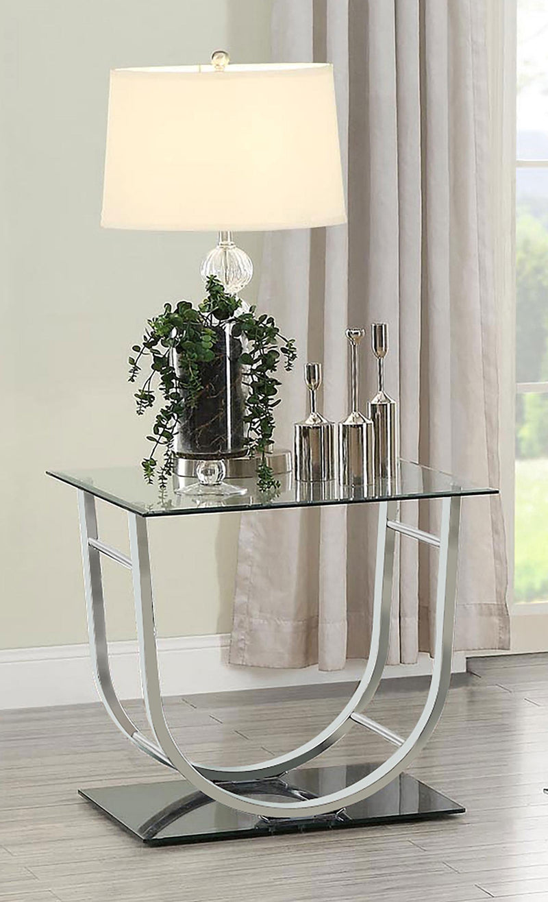 Danville Square U-Shaped Glass Top Side End Table