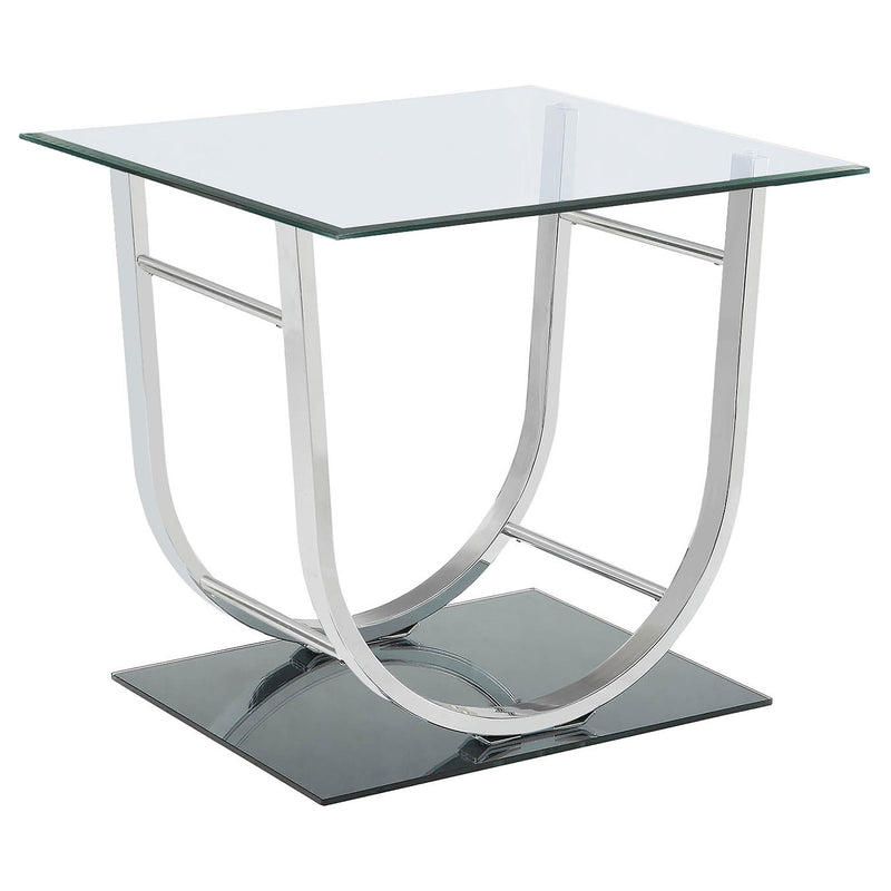 Danville Square U-Shaped Glass Top Side End Table