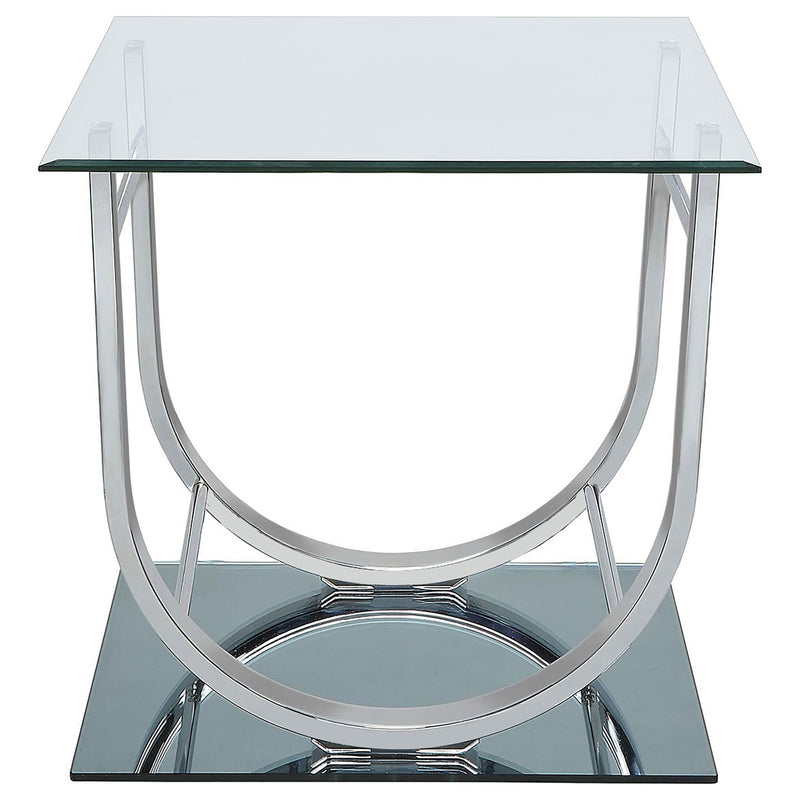 Danville Square U-Shaped Glass Top Side End Table