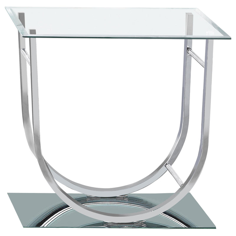 Danville Square U-Shaped Glass Top Side End Table