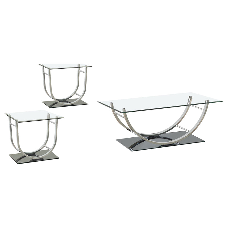 Danville 3-piece Glass Top Coffee and End Table Set Chrome - alternate view