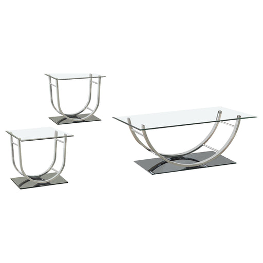 Danville 3-piece Glass Top Coffee and End Table Set Chrome - alternate view