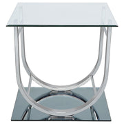 Danville 3-piece Glass Top Coffee and End Table Set Chrome - detail 4
