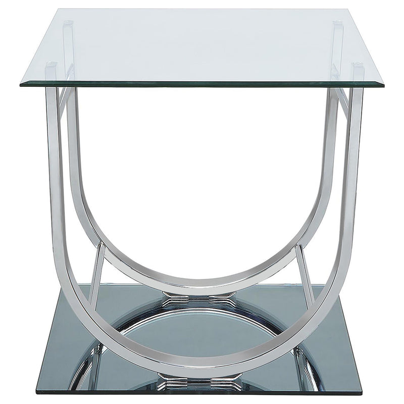 Danville 3-piece Glass Top Coffee and End Table Set Chrome - detail 4