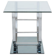 Danville 3-piece Glass Top Coffee and End Table Set Chrome - detail 5