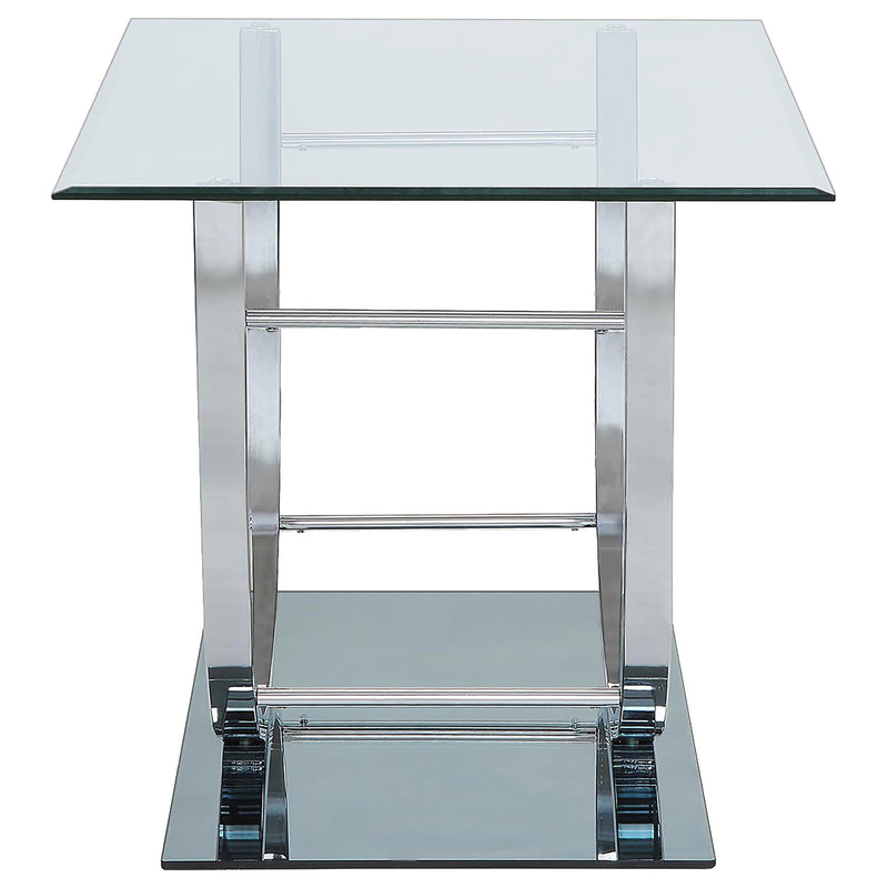 Danville 3-piece Glass Top Coffee and End Table Set Chrome - detail 5
