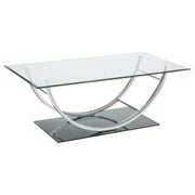Danville 3-piece Glass Top Coffee and End Table Set Chrome - detail 6