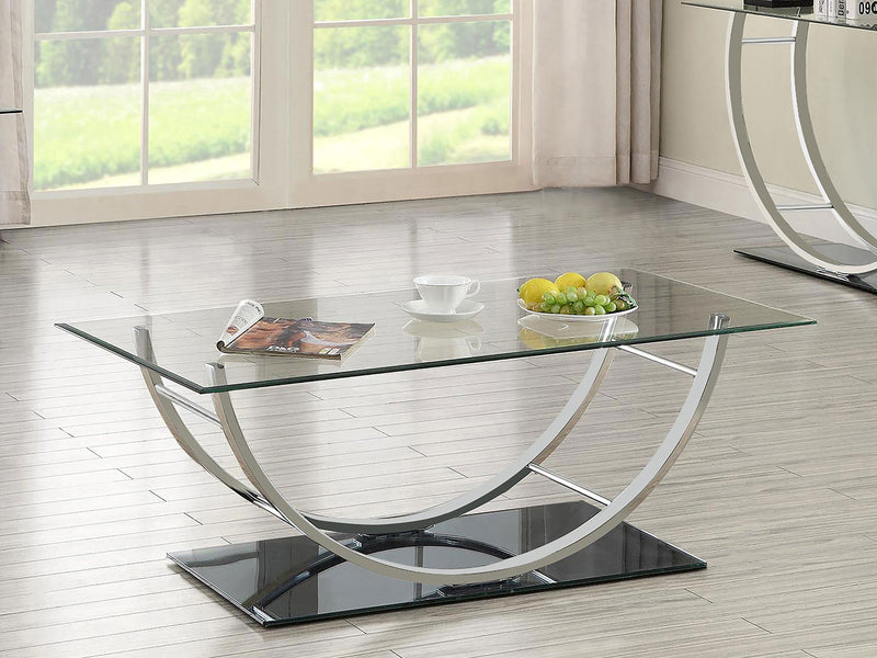 Danville Rectangular U-Shaped Glass Top Coffee Table