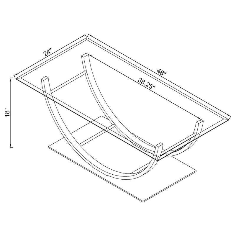 Danville Rectangular U-Shaped Glass Top Coffee Table
