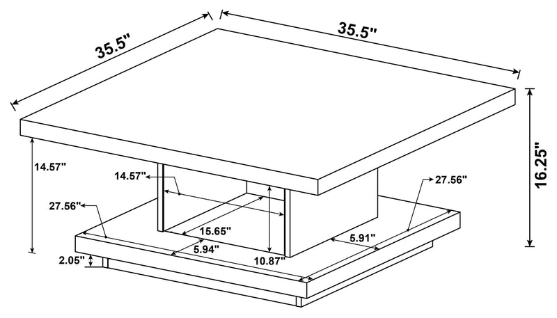 Reston Square Engineered Wood Coffee Table with Casters