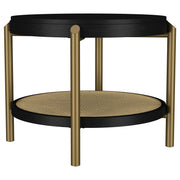 Arini Round End Side Table With Storage Shelf Black - alternate view